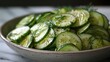 a cucumber dill salad, showcasing crisp cucumber slices, tangy Greek yogurt