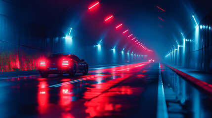 Wall Mural - night city road with traffic motion, capturing urban travel and transportation under illuminated str