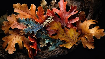 Wall Mural - forest oak leaves