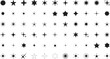 © Volodymyr - Minimalist silhouette stars icon set, twinkle shining star shape symbols, icons, elements. Modern geometric sparkle black silhouettes sign vector.