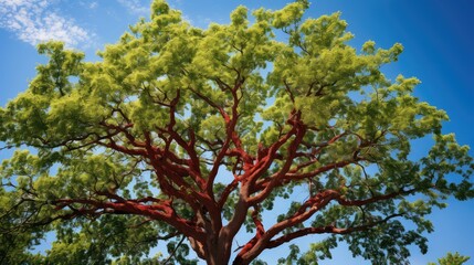 Wall Mural - leaves red oak tree