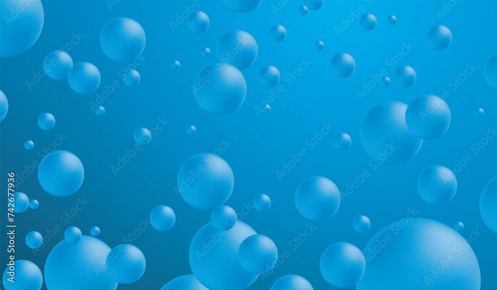 3D bubbles are floating on a blue background like a bubble rising to ...