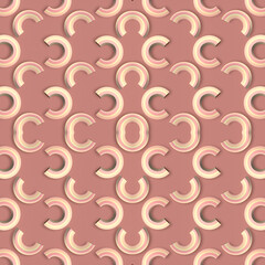 Wall Mural - Pink background with a pattern of colored rings. 3d rendering illustration