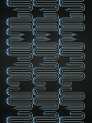 Poster - Digital illustration of a dark glossy pattern consisting of a series of interconnected wavy lines. 3d rendering