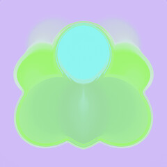 Aufkleber - Digital illustration consisting of symmetrical organic shapes and wavy lines on a purple background. 3d rendering