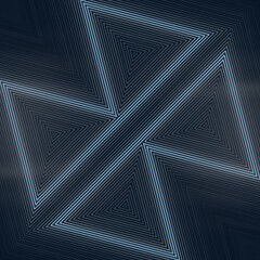 Fototapete - 3d rendering digital illustration with geometric light pattern of a series of triangles and lines with light waves