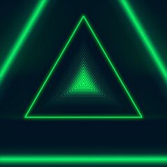 Poster - 3d rendering digital illustration with light wave triangular shape bright green neon color