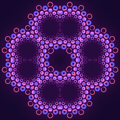 Wall Mural - Purple-blue geometric pattern consisting of a series of interlocking circles. 3d rendering digital illustration