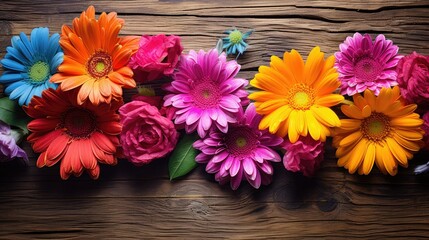 Poster - rustic flowers on wood