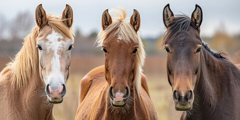 group of young horses in a pasture