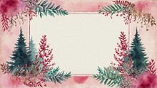 Vintage Pink Greeting Card With Floral Decor In Watercolour Style
