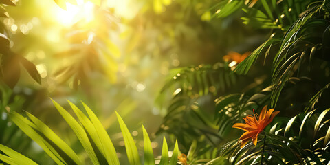 Poster - Tropical nature abstract background. Summer and environment concept. Generative ai.