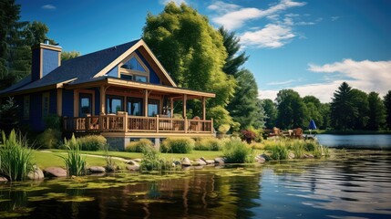 Wall Mural - waterfront lake home