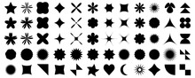 Set Of Sale Sticker, Price Tag, Starburst, Quality Mark, Sunburst Badges, Retro Stars. Modern Elements Swiss Style Figures Stars Flowers Circles