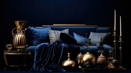 Wall Mural - color navy blue gold