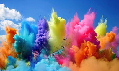 Wall Mural - Rainbow blast holi colorful powder explosion, holi festival