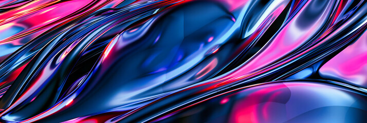 Poster - Colorful Digital Wave: Bright Futuristic Design with Vibrant Blue and Purple Patterns