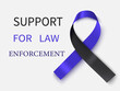 Blue and black ribbon. Concern of Police Survivors and ocular melanoma awareness symbol. Vector illustration.