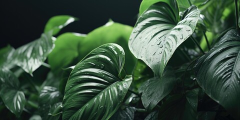 Poster - Close up of a plant with water droplets, suitable for nature and environmental themes