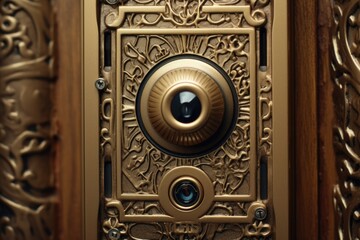 Aufkleber - Elegant gold door with a clock, perfect for time-related concepts