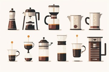 Poster - Various coffee makers and grinders for home or cafe use
