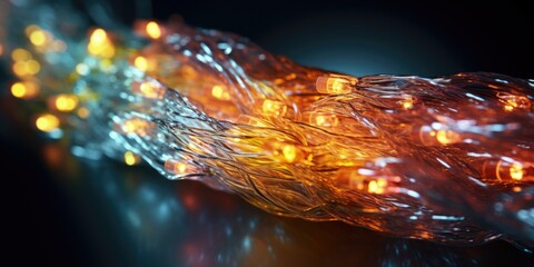 Poster - Close up of string lights on a table, great for adding warmth and coziness to any scene