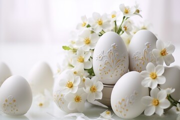 Aufkleber - White eggs arranged on a table, versatile for various projects