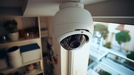 Aufkleber - A camera mounted on the side of a window. Suitable for surveillance or security concepts