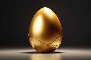 Aufkleber - A golden egg placed on a table, perfect for various design projects