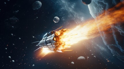 Aufkleber - A space shuttle soaring in the sky, perfect for science and technology concepts