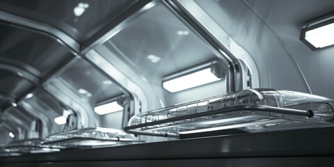 Poster - A train car with a bright display of lights. Suitable for transportation themes
