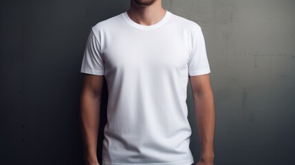 Aufkleber - A man in a white t-shirt posing for a picture. Suitable for various marketing campaigns