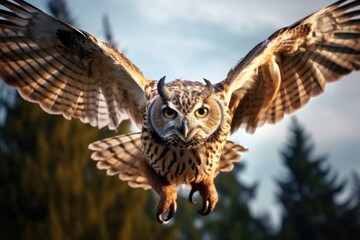 Poster - A majestic owl soaring with wings outstretched. Perfect for wildlife or freedom concepts