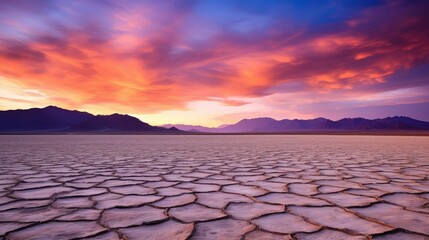 Canvas Print - serene sunset dry lake