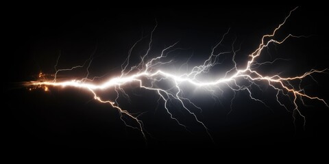 Poster - A striking image of a lightning bolt in the dark sky. Perfect for weather-related designs