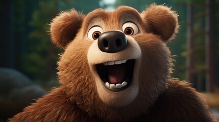 Poster - Close up of a brown bear with its mouth open. Perfect for wildlife and animal themes