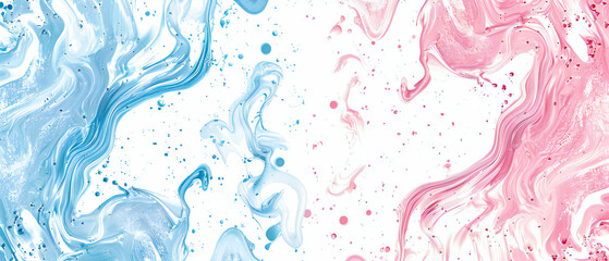 Poster - Creative Splash: Abstract Watercolor and Ink Patterns in Blue and Pink