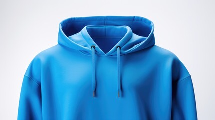 Aufkleber - Blue hoodie hanging on a white wall, perfect for fashion blogs or clothing websites