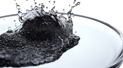 Poster - Close up of a bowl of water with a black substance, suitable for various concepts