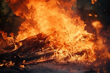 Poster - A fire burning on the ground, suitable for environmental and natural disaster concepts