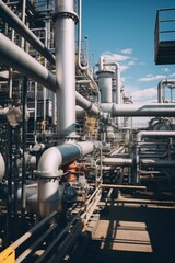 Poster - A large industrial plant with pipes and valves, suitable for industrial concepts