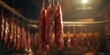 A bunch of sausages hanging from a rope, perfect for food industry promotions