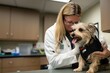 Veterinarian examining a dog in a clinic