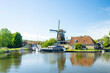 Traditional Dutch windmills in Sloten, Netherlands