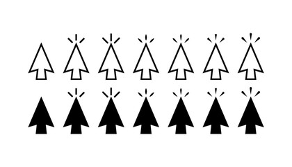 Poster - Mouse cursor icon set. Arrow cursor. Linear and silhouette style. Vector icons