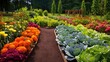 organic vegetable and flower garden