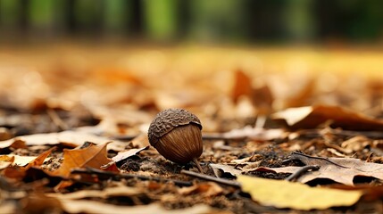 Poster - leaves acorn oak