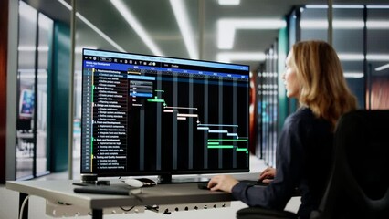 Aufkleber - Data Analyst Woman Using Spreadsheet