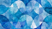 Watercolor Geometric Shapes Forming A Mosaic Texture Set Against A Mesmerizing Blue Kaleidoscope Background