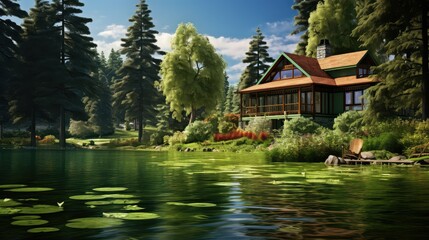 Wall Mural - property lakefront house